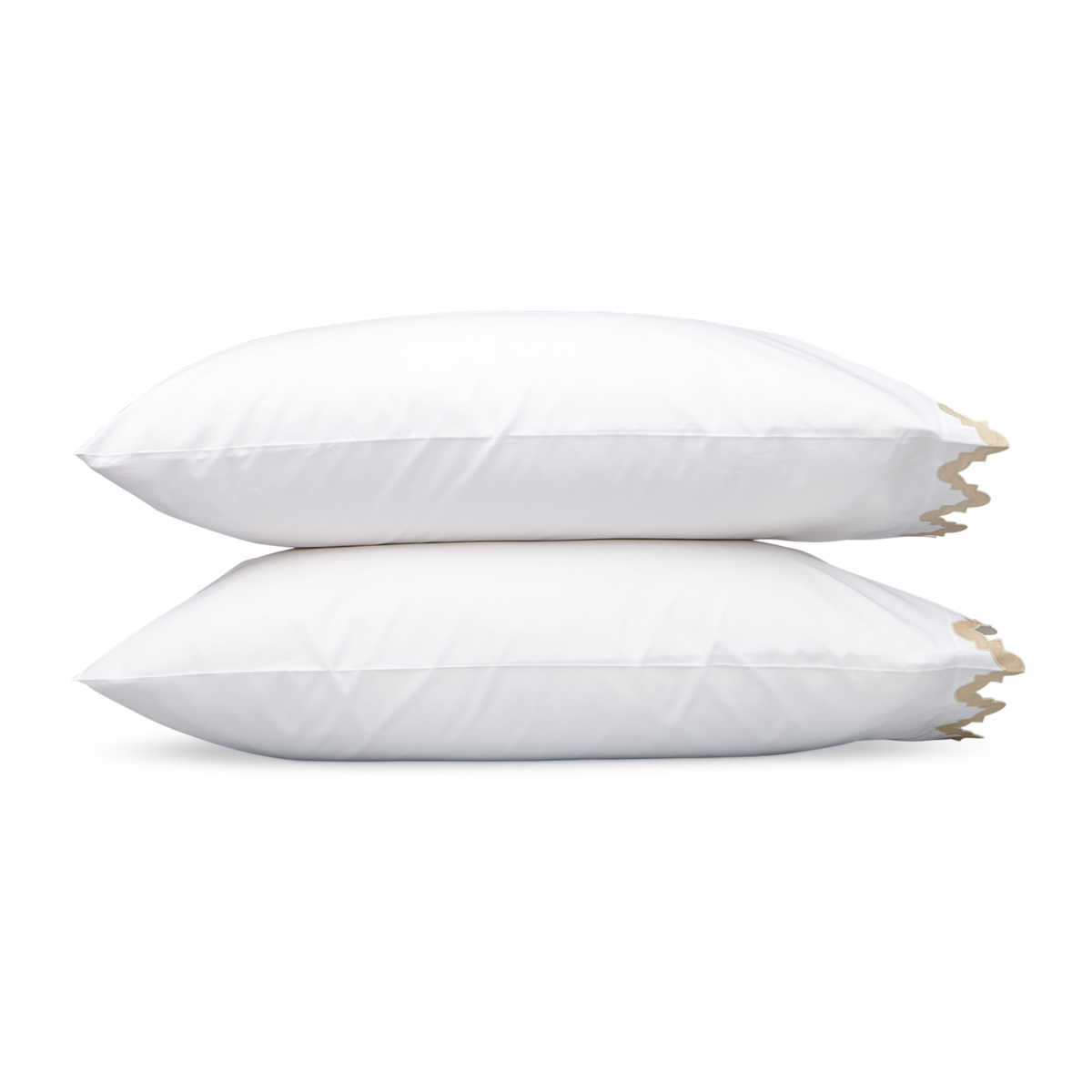Pair of Pillowcases of Matouk Aziza Bedding in Champagne Color