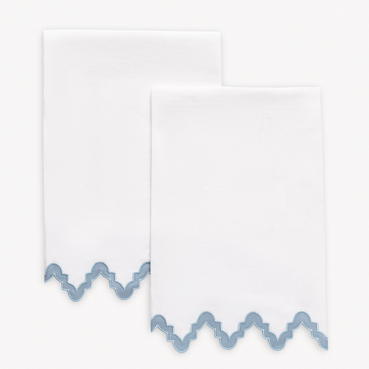 Pair of Matouk Aziza Guest Towels in Hazy Blue