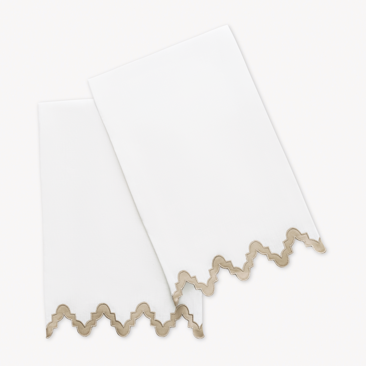 Pair of Matouk Aziza Guest Towels in Khaki