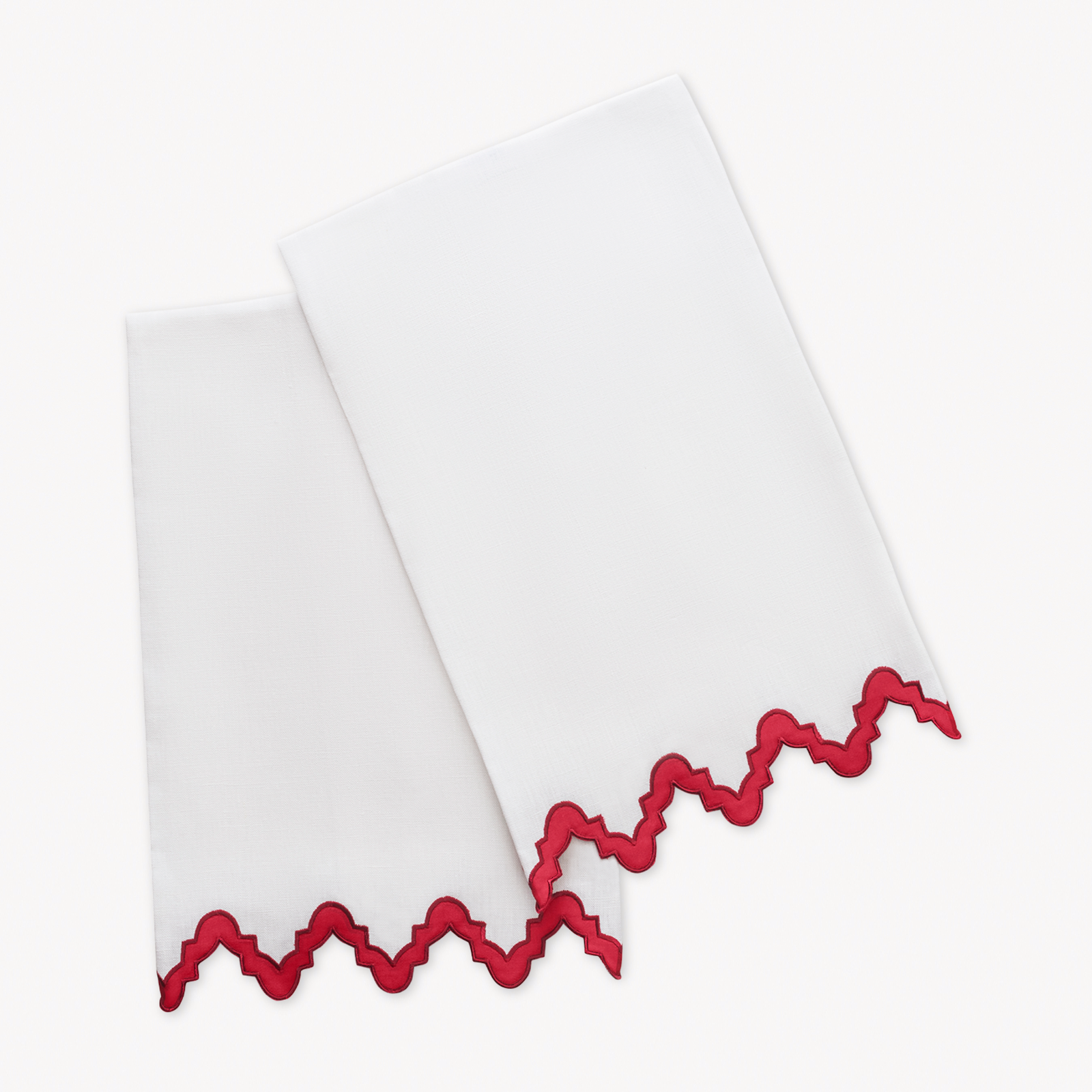 Pair of Matouk Aziza Guest Towels in Scarlet