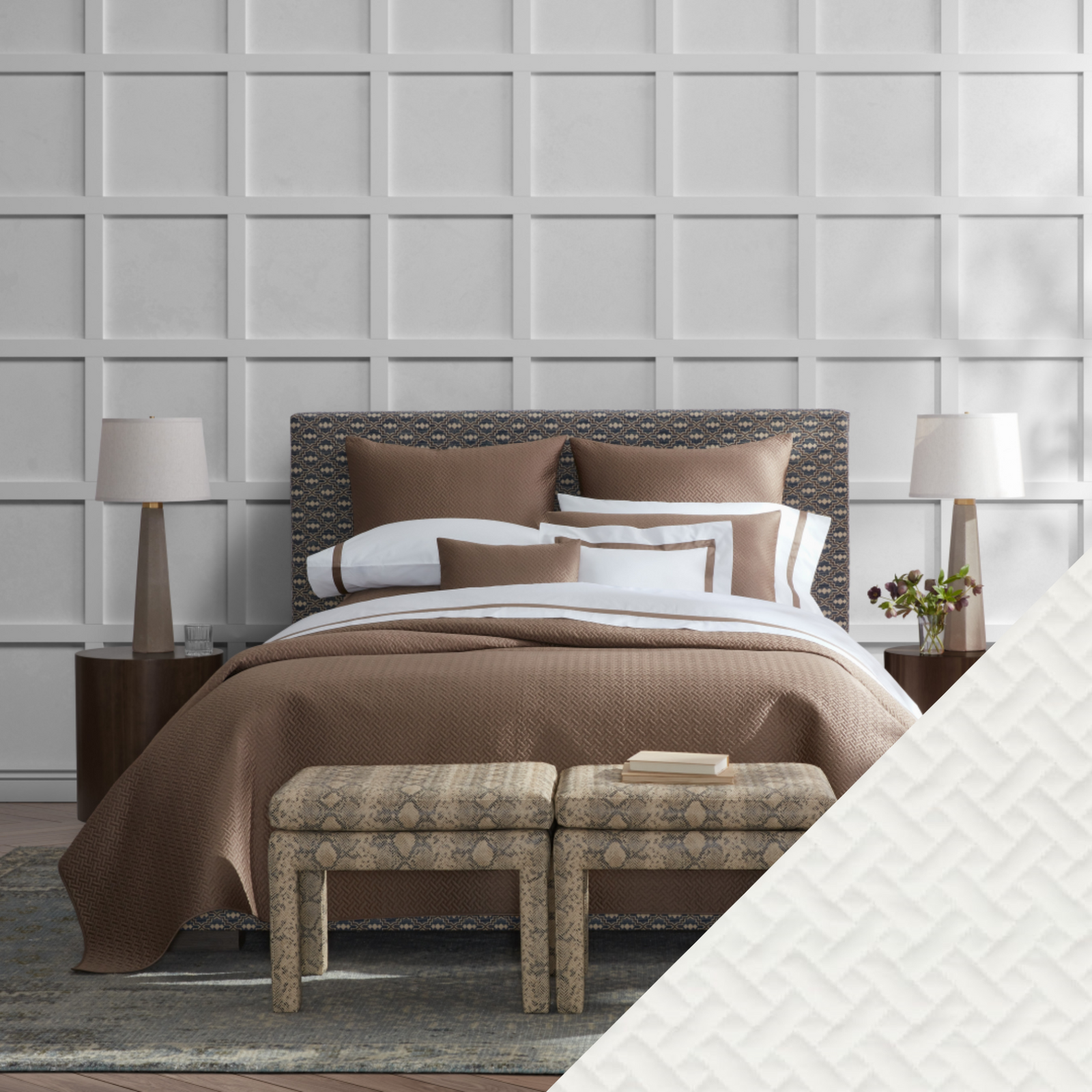 Matouk Basketweave Bedding Main Bone Fine Linens