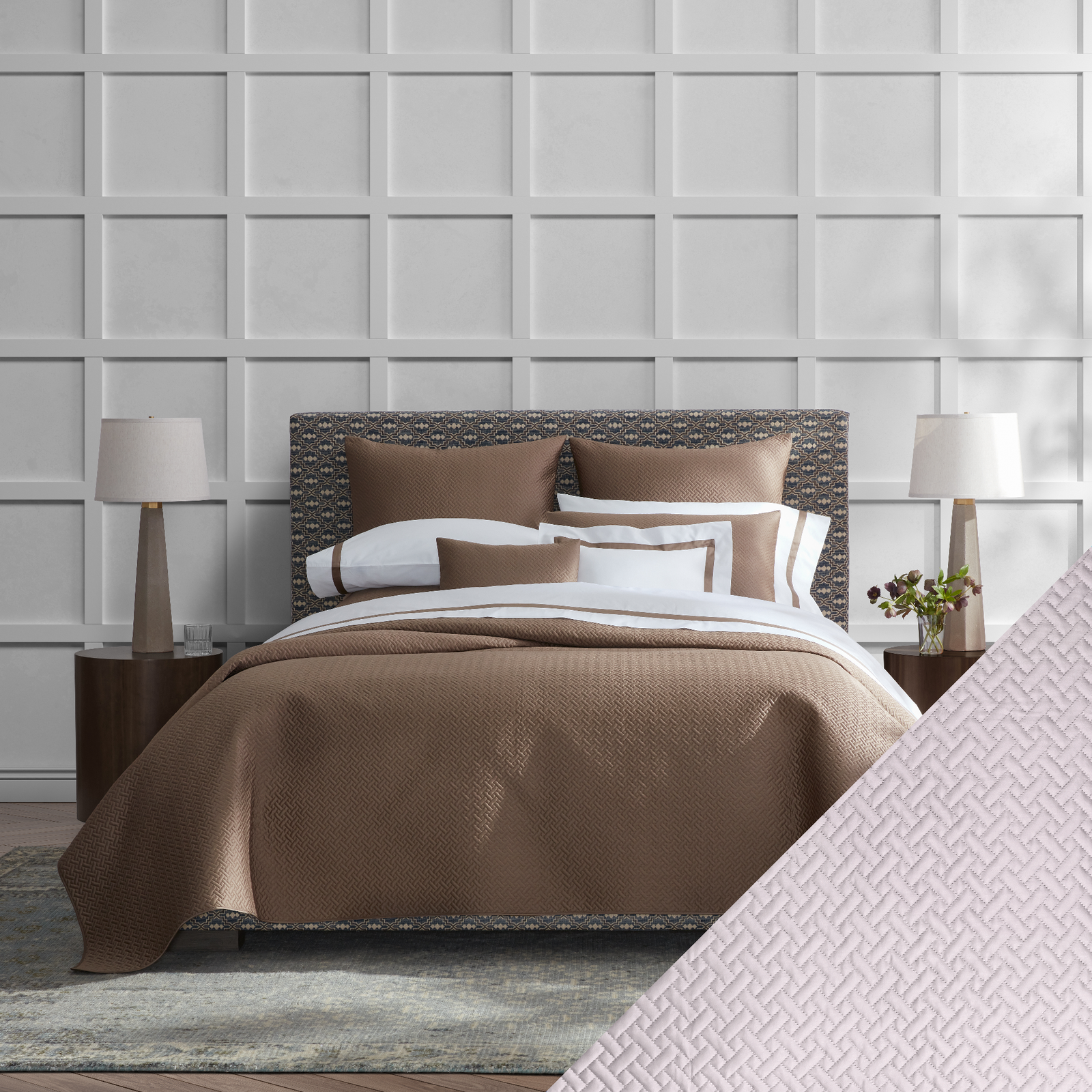 Matouk Basketweave Bedding Main Deep Lilac Fine Linens