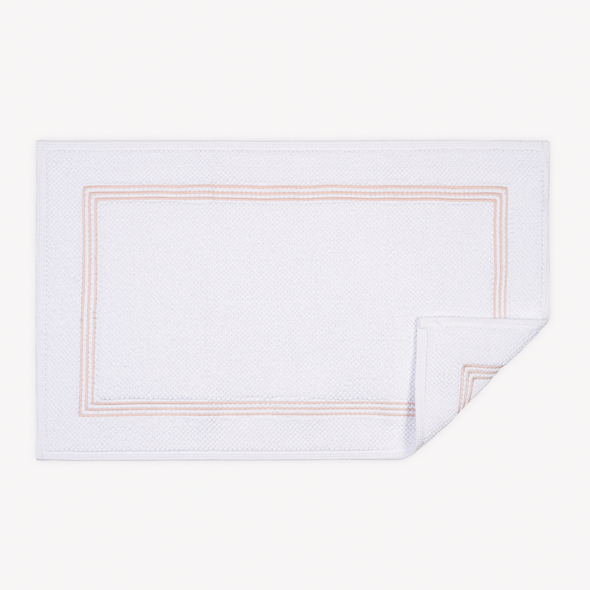 Matouk Bel Tempo Bath Rug with Blush Trio Lines