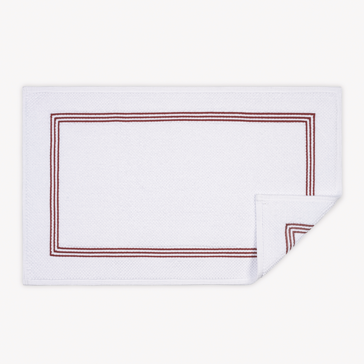 Matouk Bel Tempo Bath Rug with Red Trio Lines