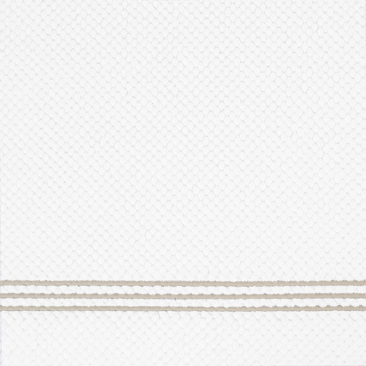Closeup of Matouk Bel Tempo Bath Rug with Almond Trio Lines