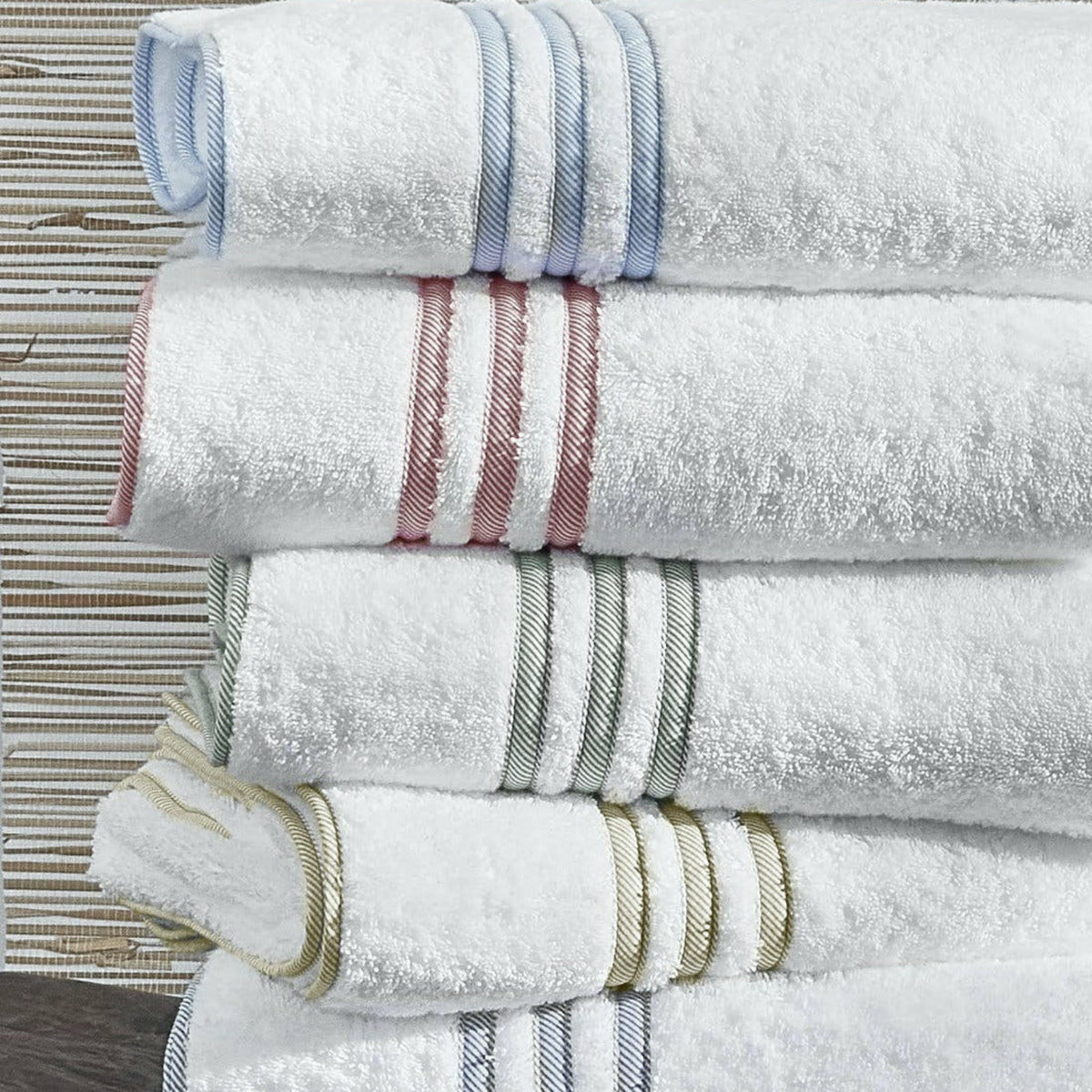Matouk Beach Road Bath Towels Folded and Stacked Fine Linens