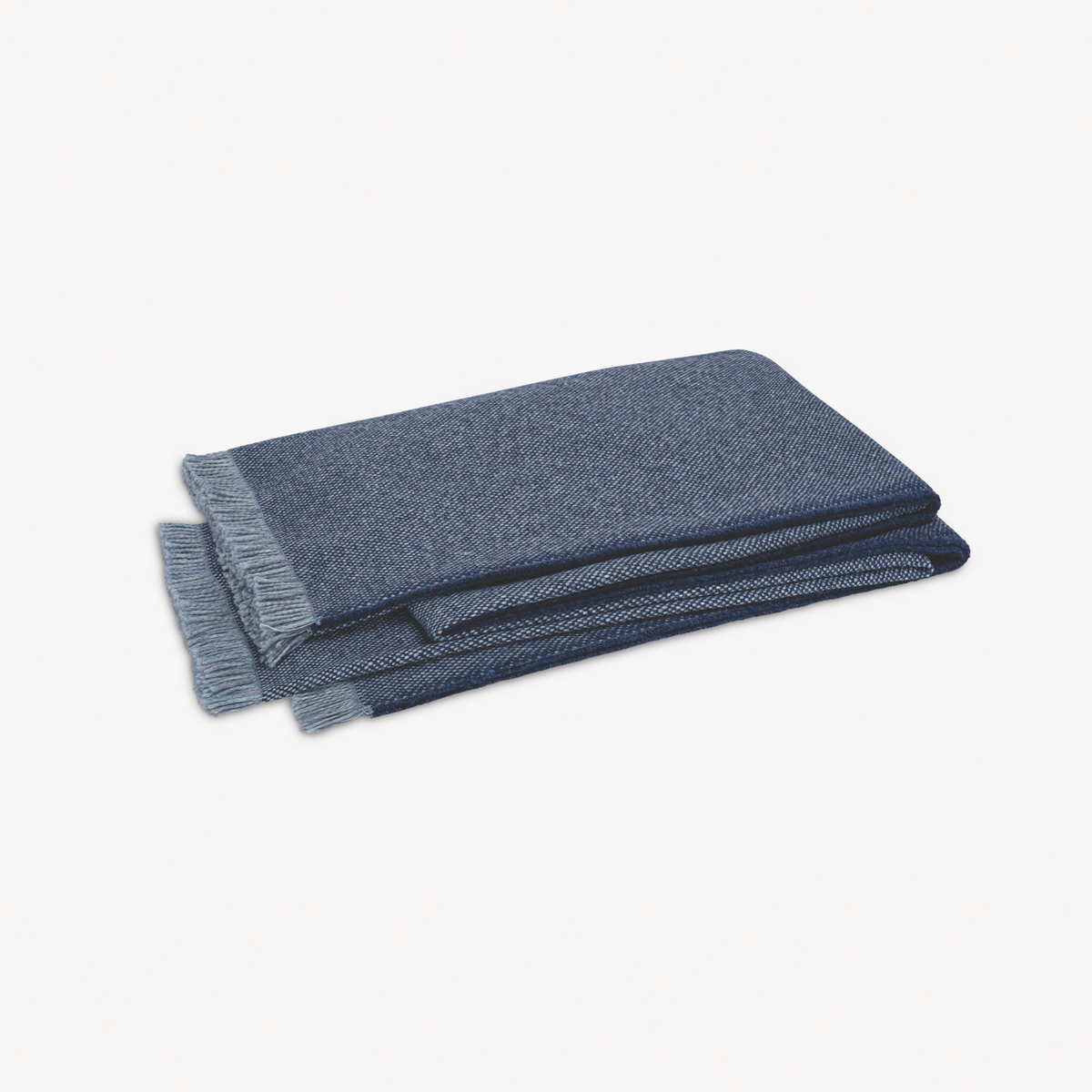 Folded Matouk Bernardo Throw in Lapis color