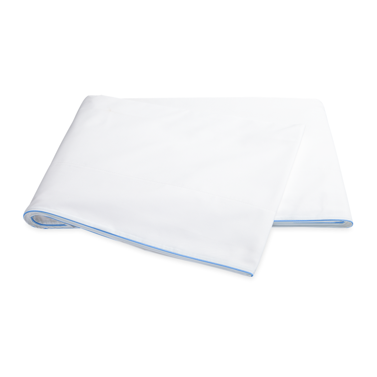 Folded Flat Sheet of Matouk Bryant Bedding in Azure Color