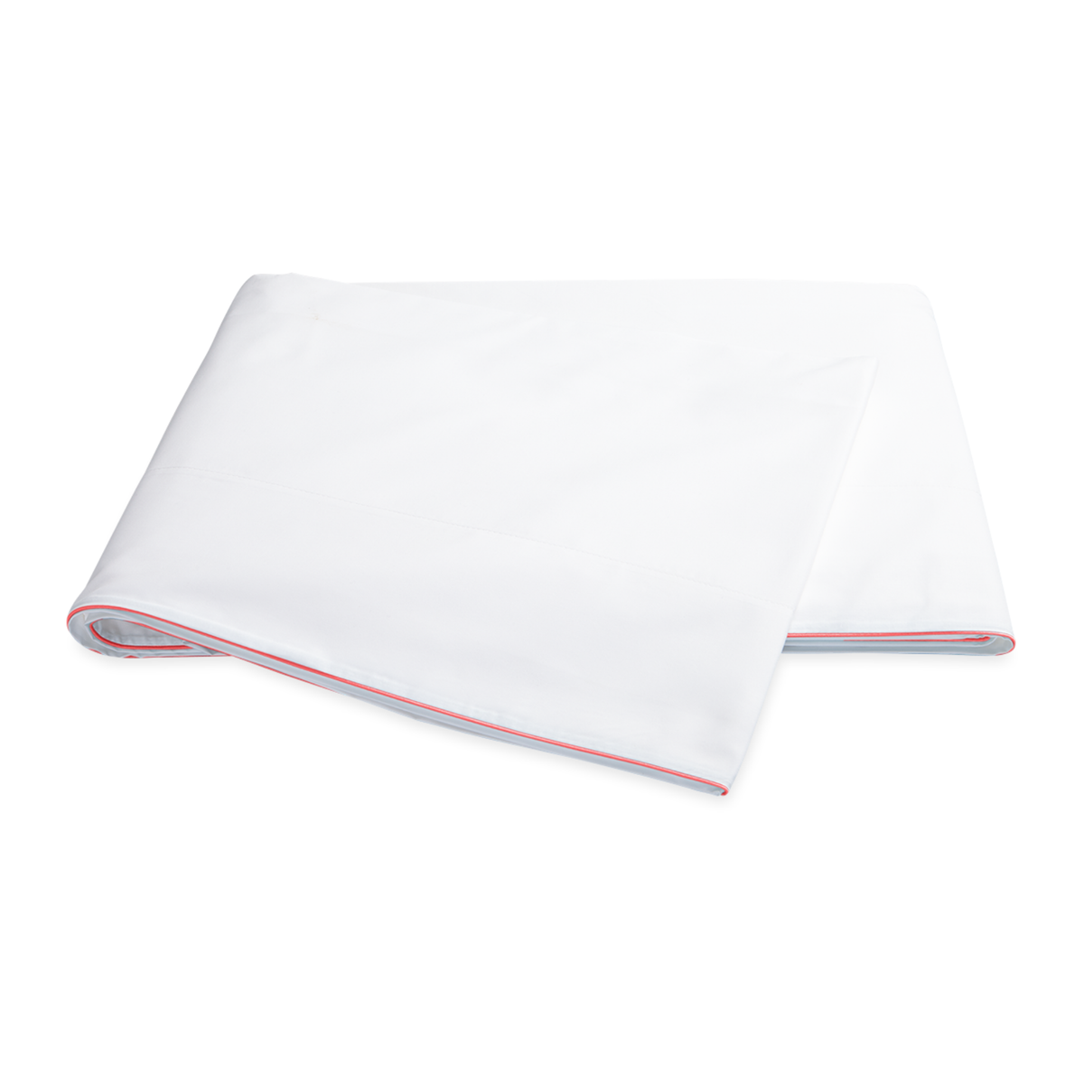 Folded Flat Sheet of Matouk Bryant Bedding in Coral Color
