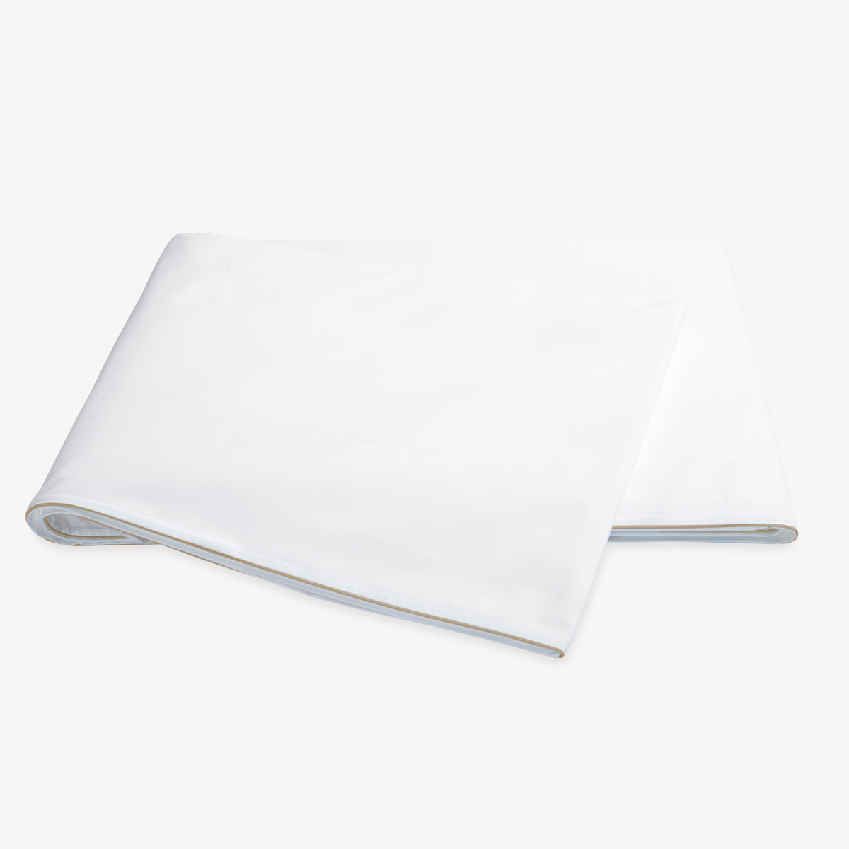 Folded Flat Sheet of Matouk Bryant Bedding in Khaki color