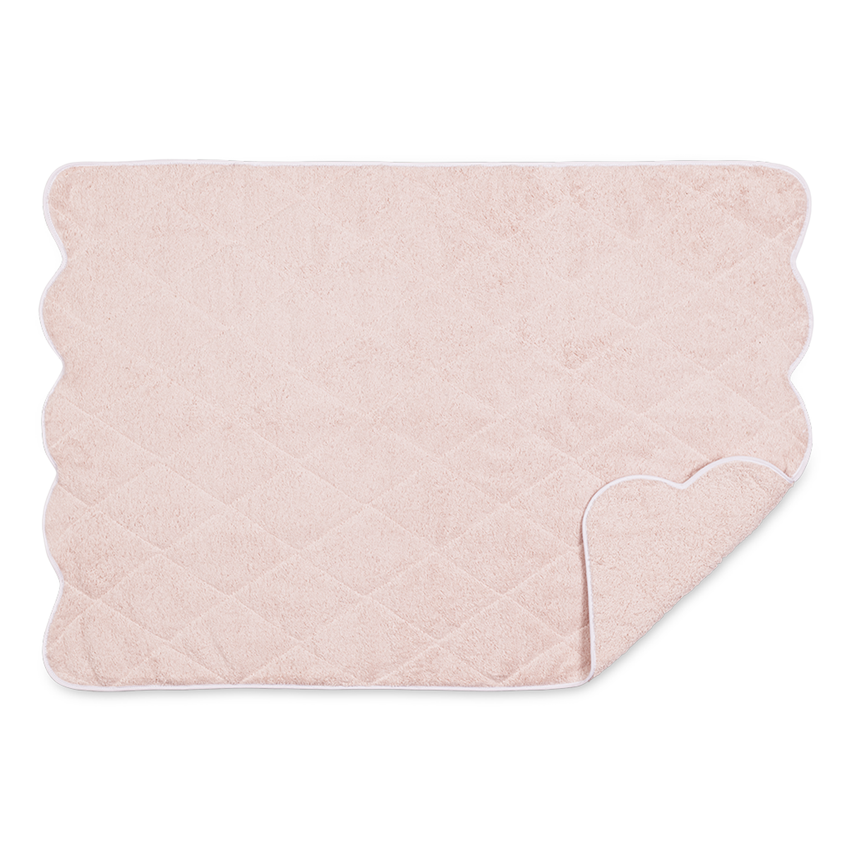 Quilted Tub Mat of Matouk Cairo Scallop in Color Blush/White