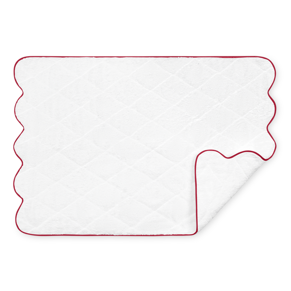 Quilted Tub Mat of Matouk Cairo Scallop in Color Cherry