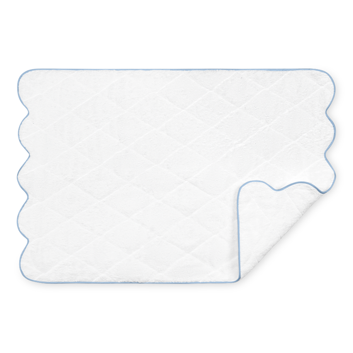 Quilted Tub Mat of Matouk Cairo Scallop in Color Light Blue