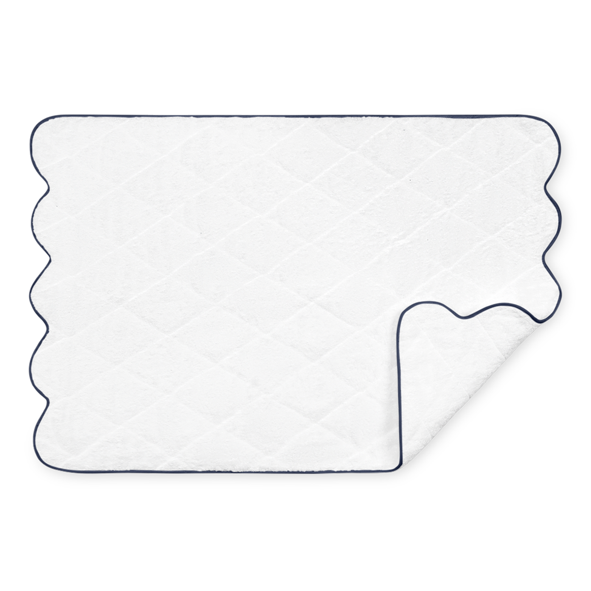 Quilted Tub Mat of Matouk Cairo Scallop in Color Navy