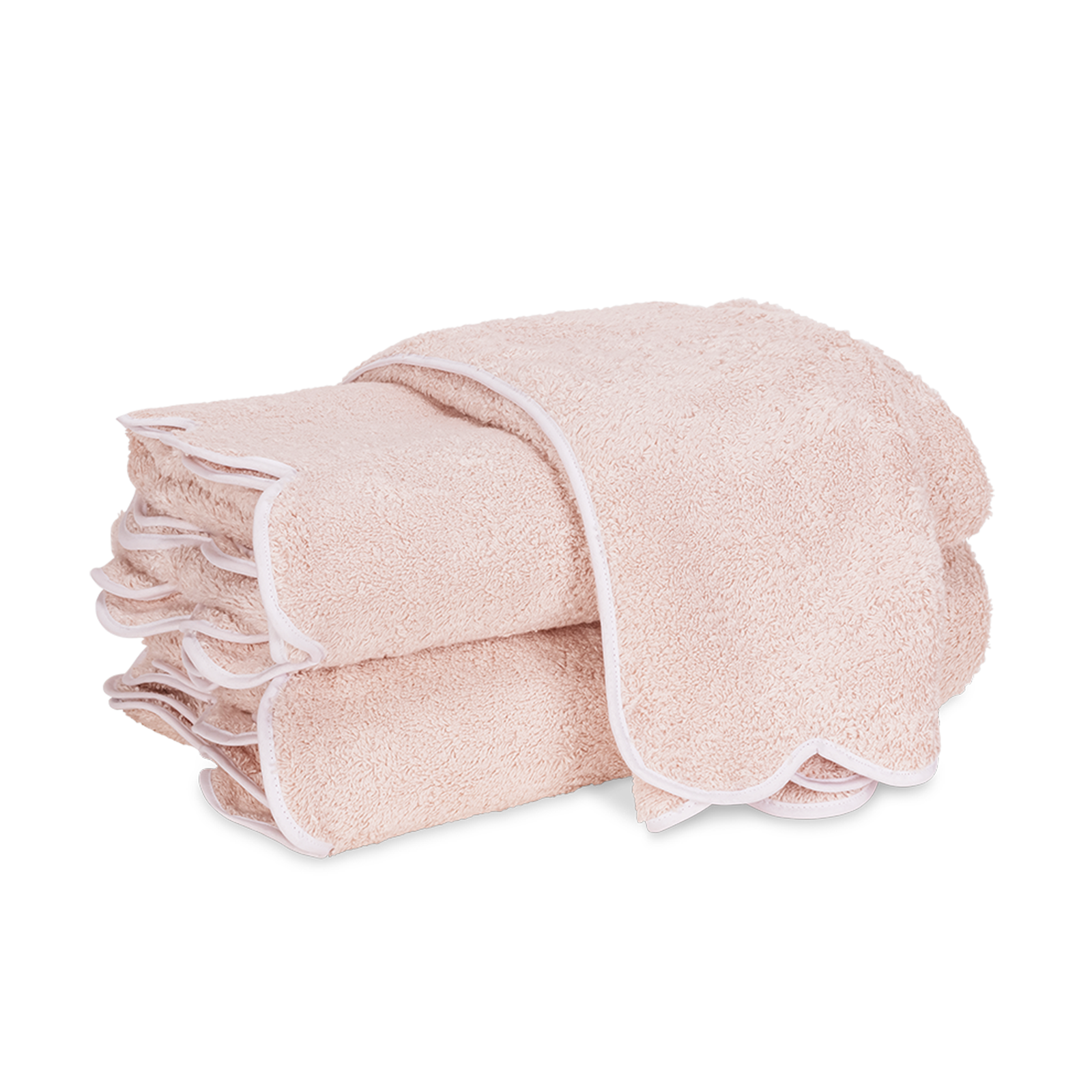 Silo Image of Matouk Cairo Scallop Bath Towels in Color Blush/White