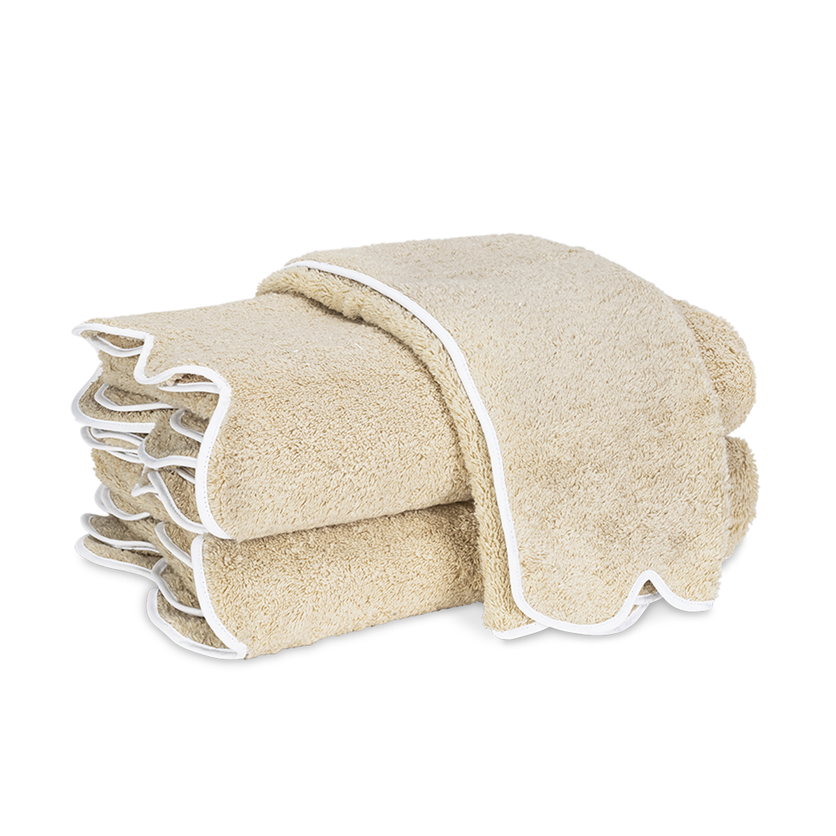 Silo Image of Matouk Cairo Scallop Bath Towels in Color Sand/White