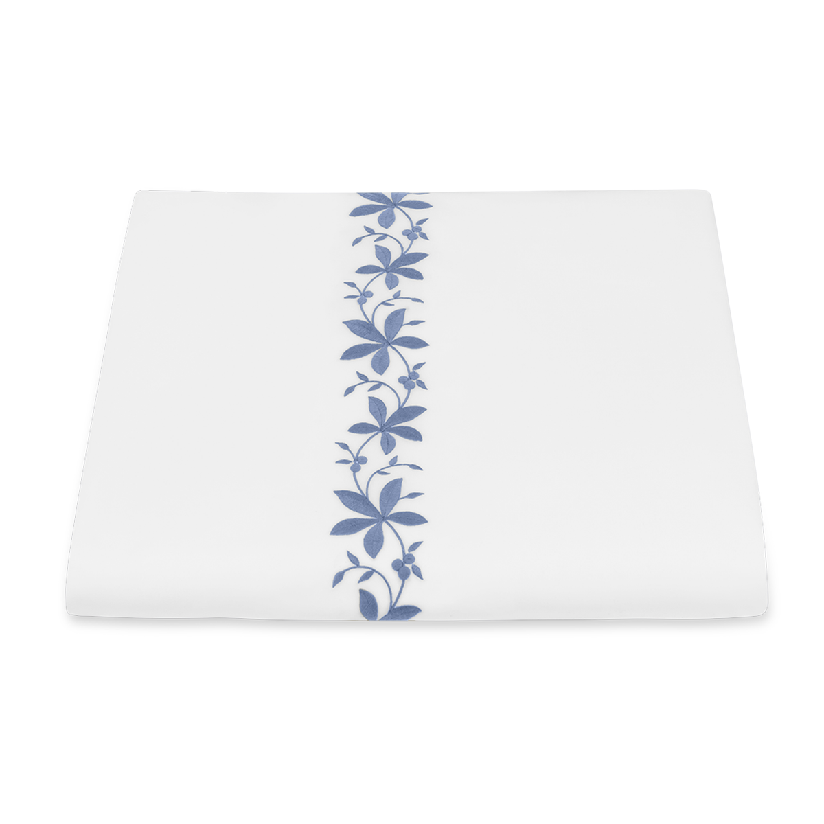 Folded Duvet Cover of Matouk Callista Bedding in Bluebell Color