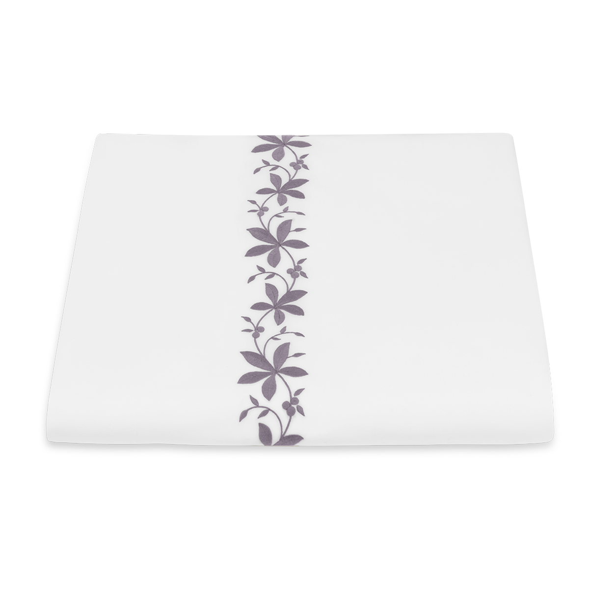 Folded Duvet Cover of Matouk Callista Bedding in Lilac Color