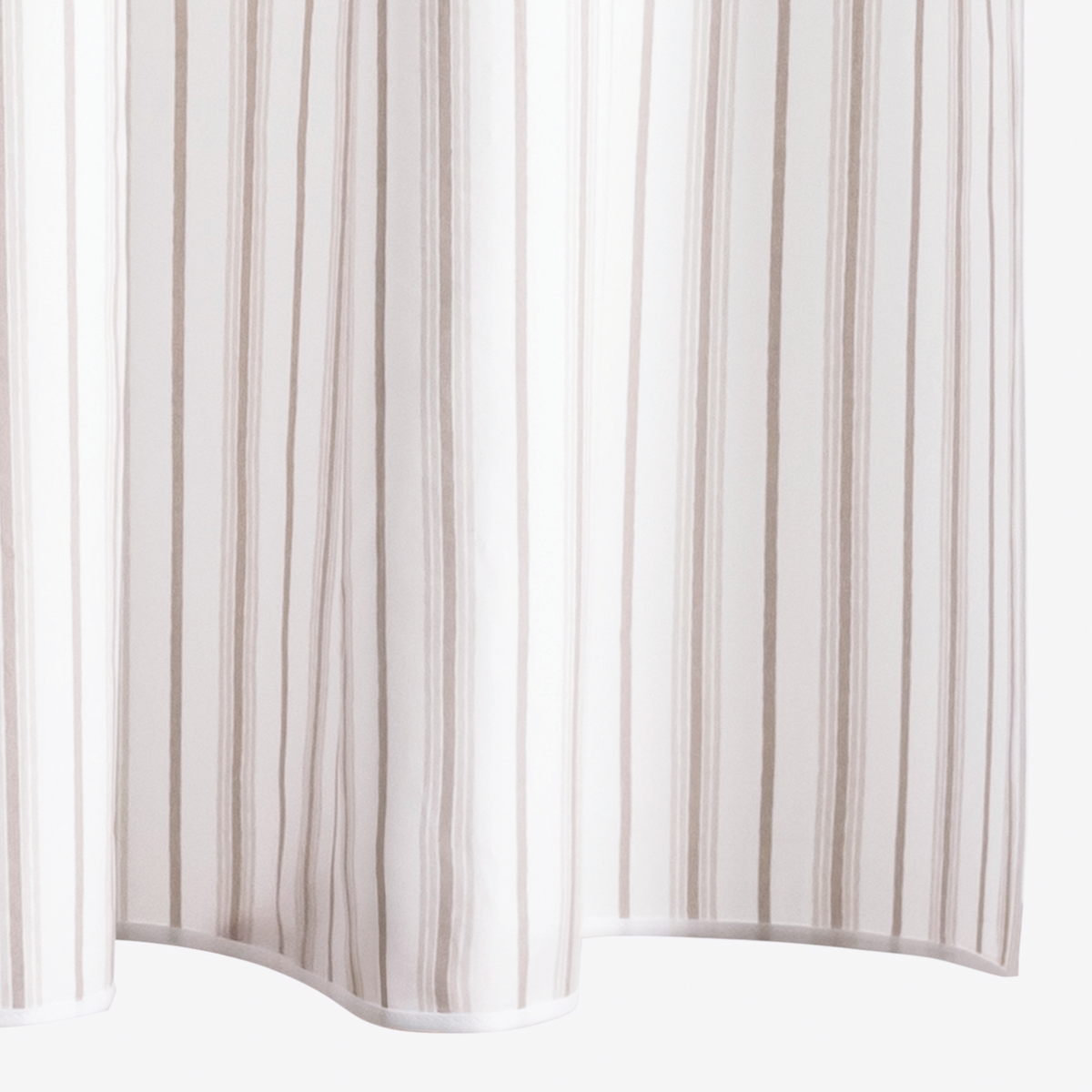 Closeup of Pebble Matouk Calypso Shower Curtains in the Egyptian cotton percale fabric
