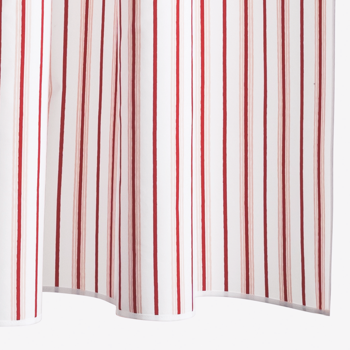 Closeup of Red Berry Matouk Calypso Shower Curtains in the Egyptian cotton percale fabric