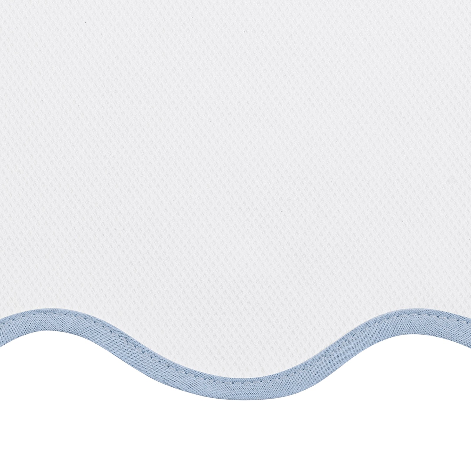 Bed Dressed in Matouk Camilla Pique Bedding with Swatch in Color Light Blue