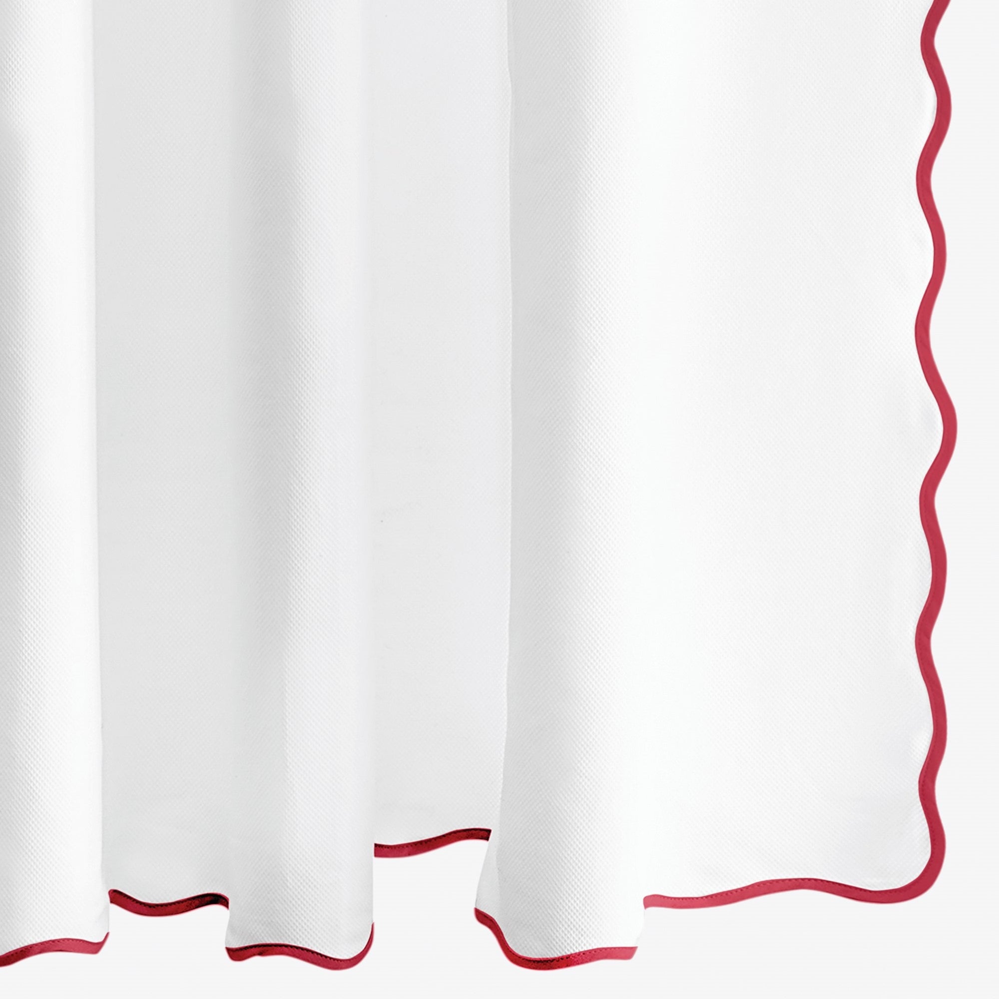 Silo Image of Matouk Camilla Pique Scallop Shower Curtain in Cherry Color