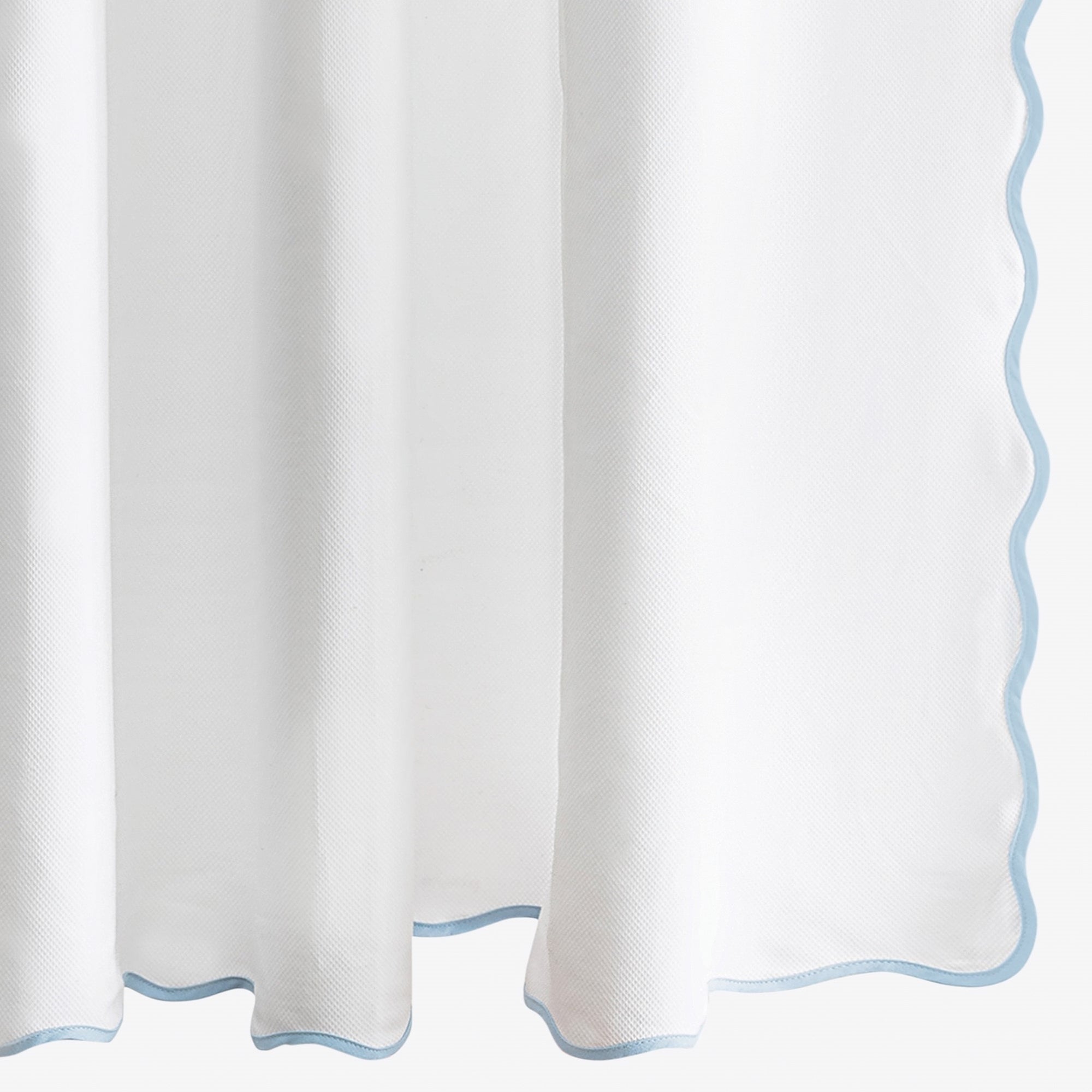 Silo Image of Matouk Camilla Pique Scallop Shower Curtain in Light Blue Color