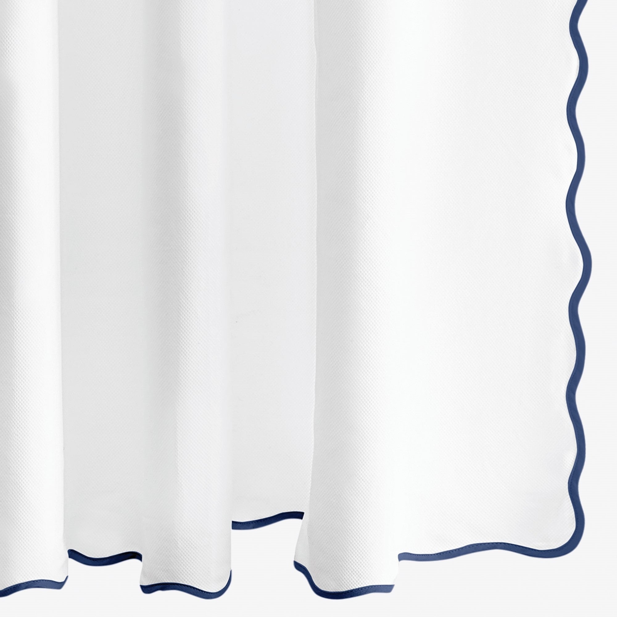 Silo Image of Matouk Camilla Pique Scallop Shower Curtain in Navy Color