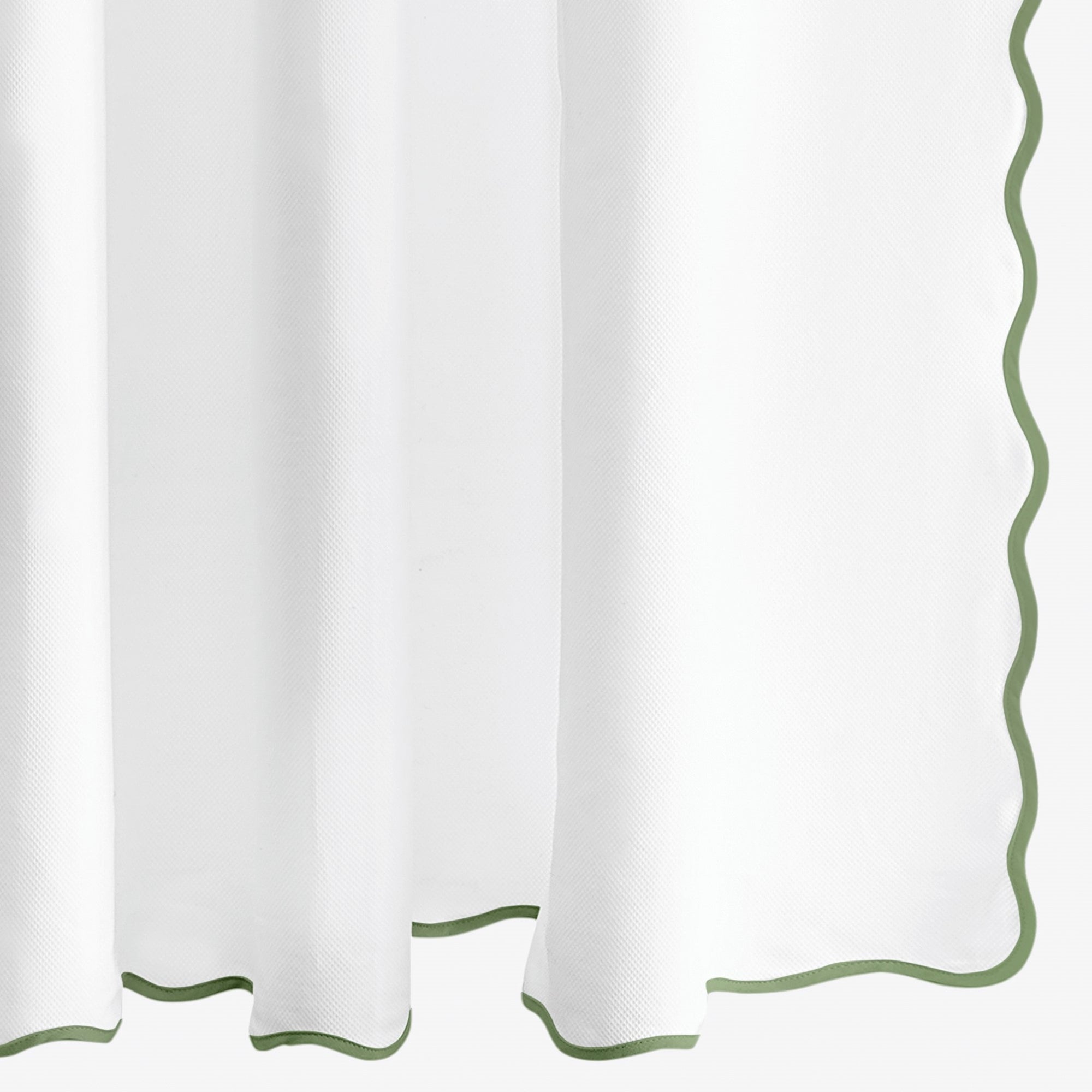 Silo Image of Matouk Camilla Pique Scallop Shower Curtain in Palm Color