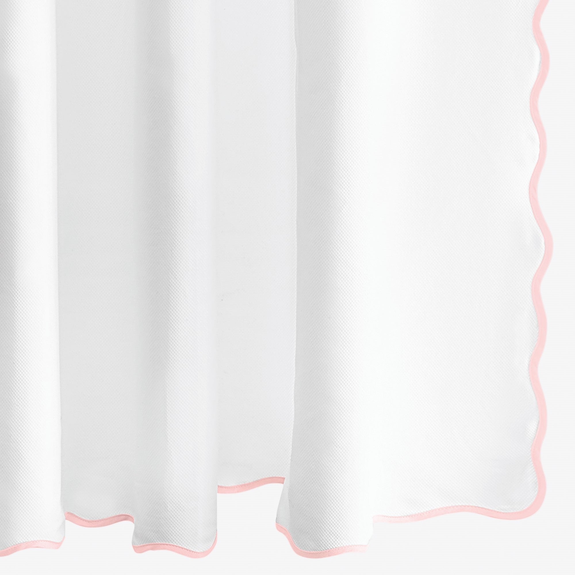 Silo Image of Matouk Camilla Pique Scallop Shower Curtain in Pink Color