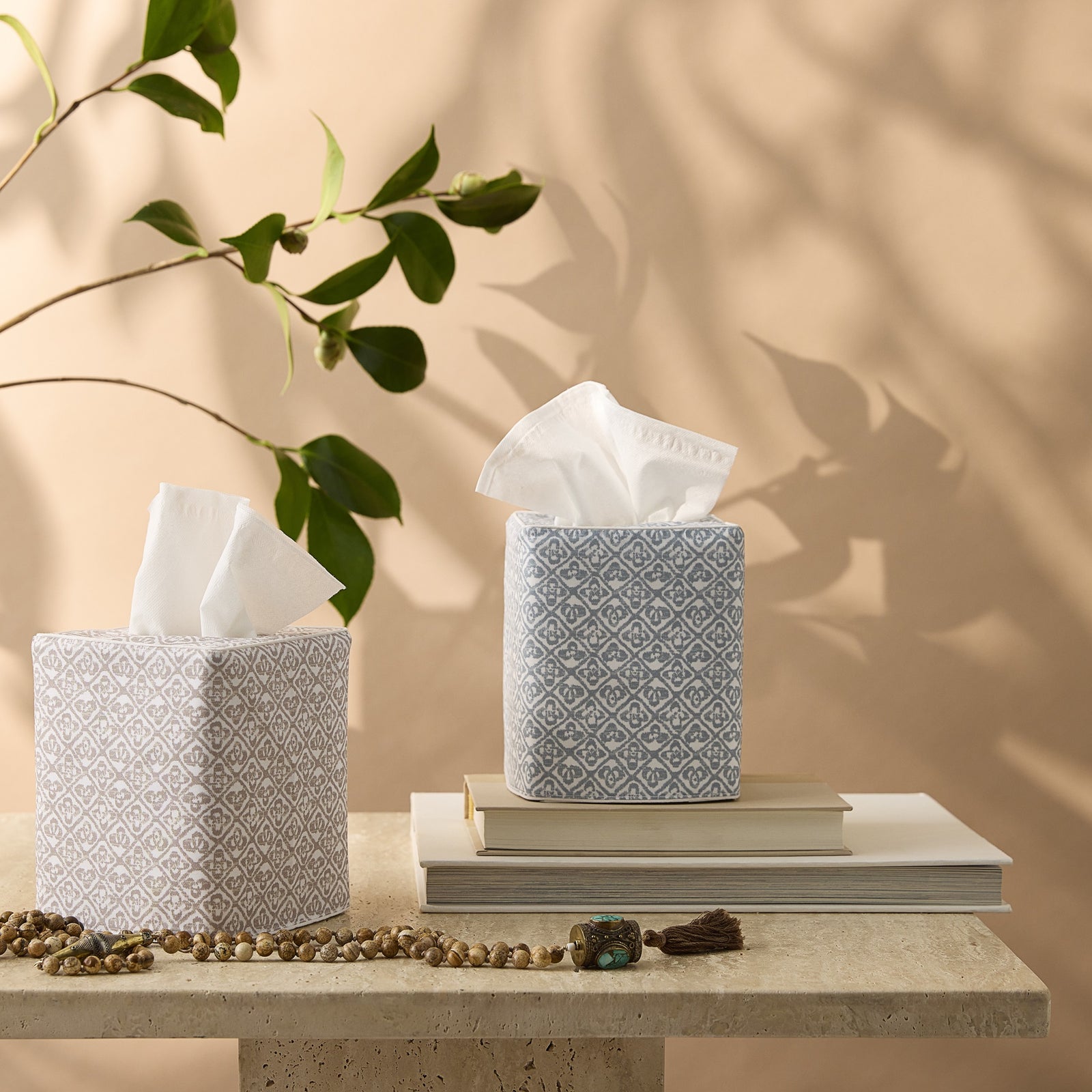 Lifestyle Shot of Matouk Catarina Tissue Box Cover