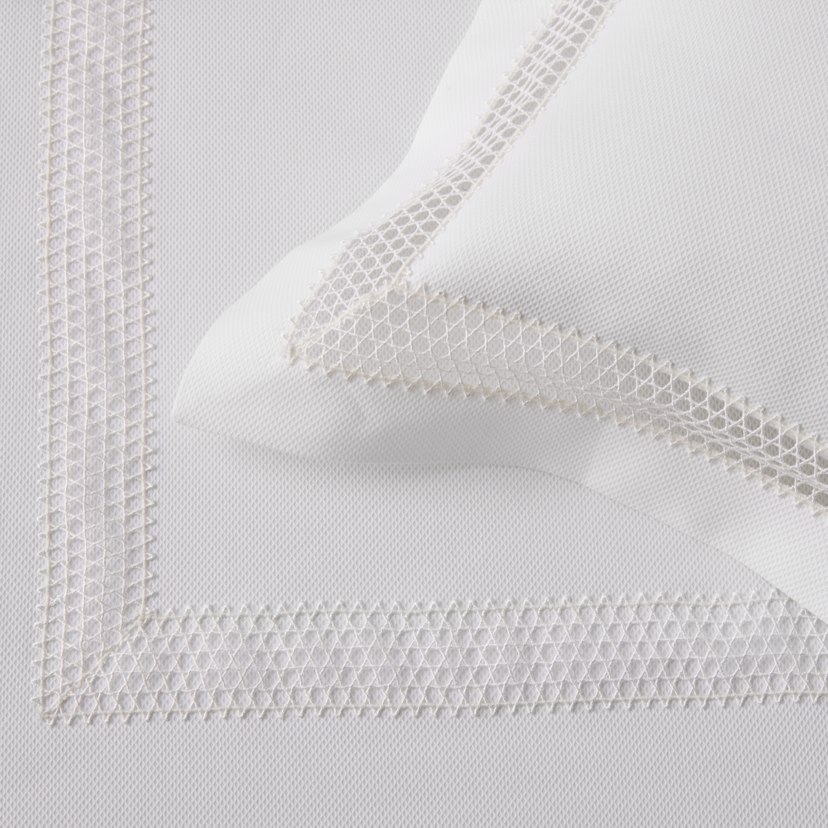 Fabric Detail of White Matouk Cecily Lace Bedding