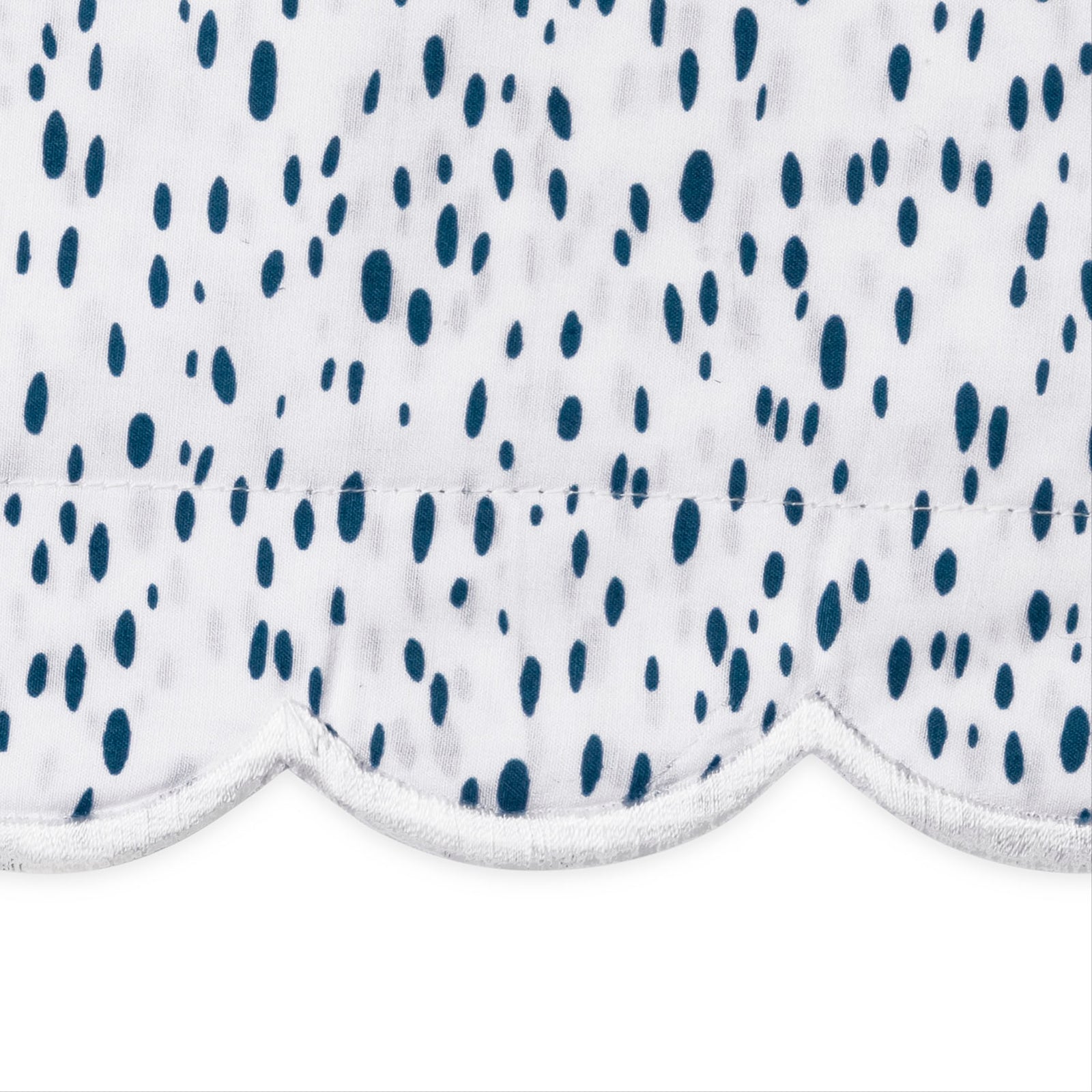 Full Bed Dressed in Matouk Celine Bedding with Swatch in Prussian Blue Color