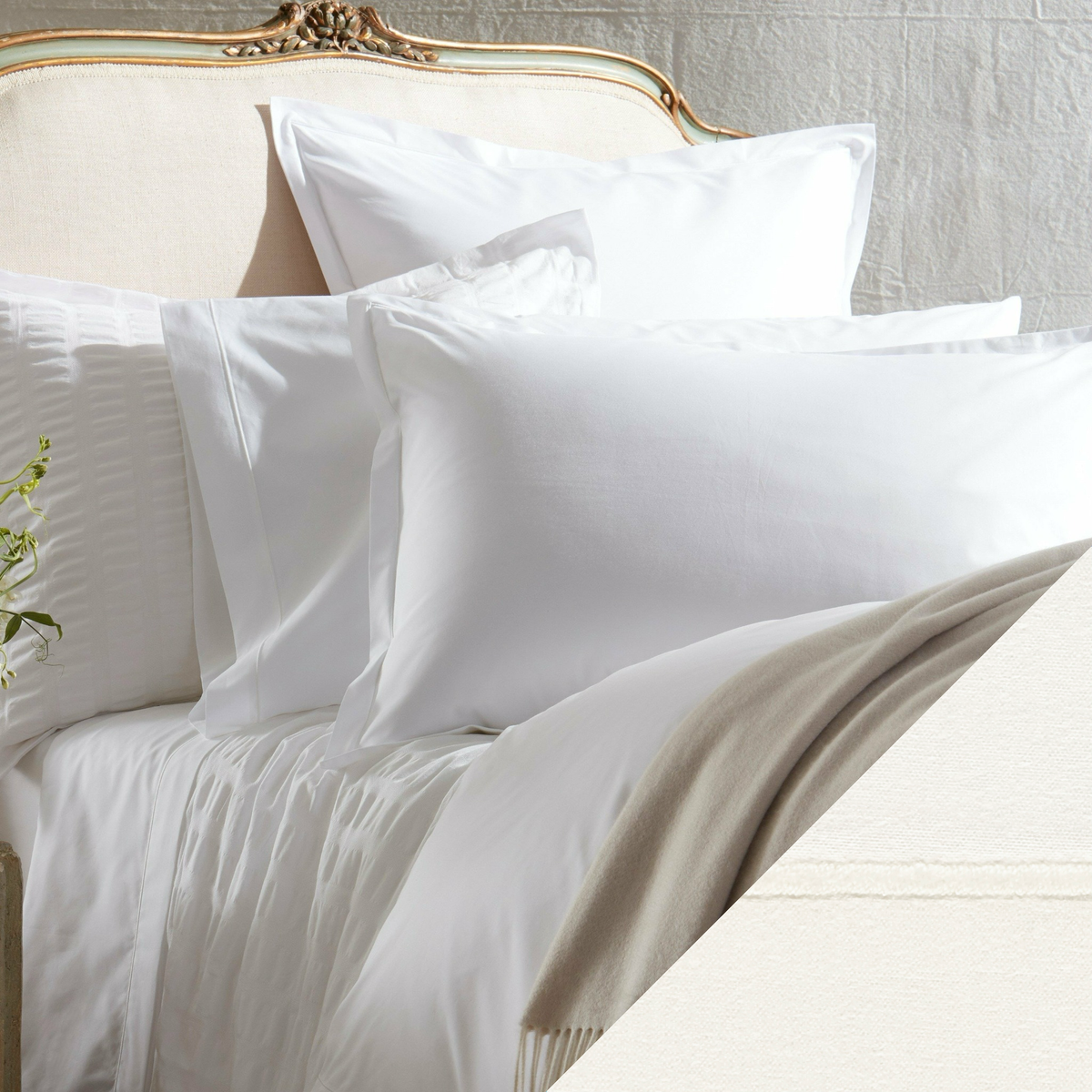 Matouk Ceylon Satin Stitch Bedding with Bone color swatch sample