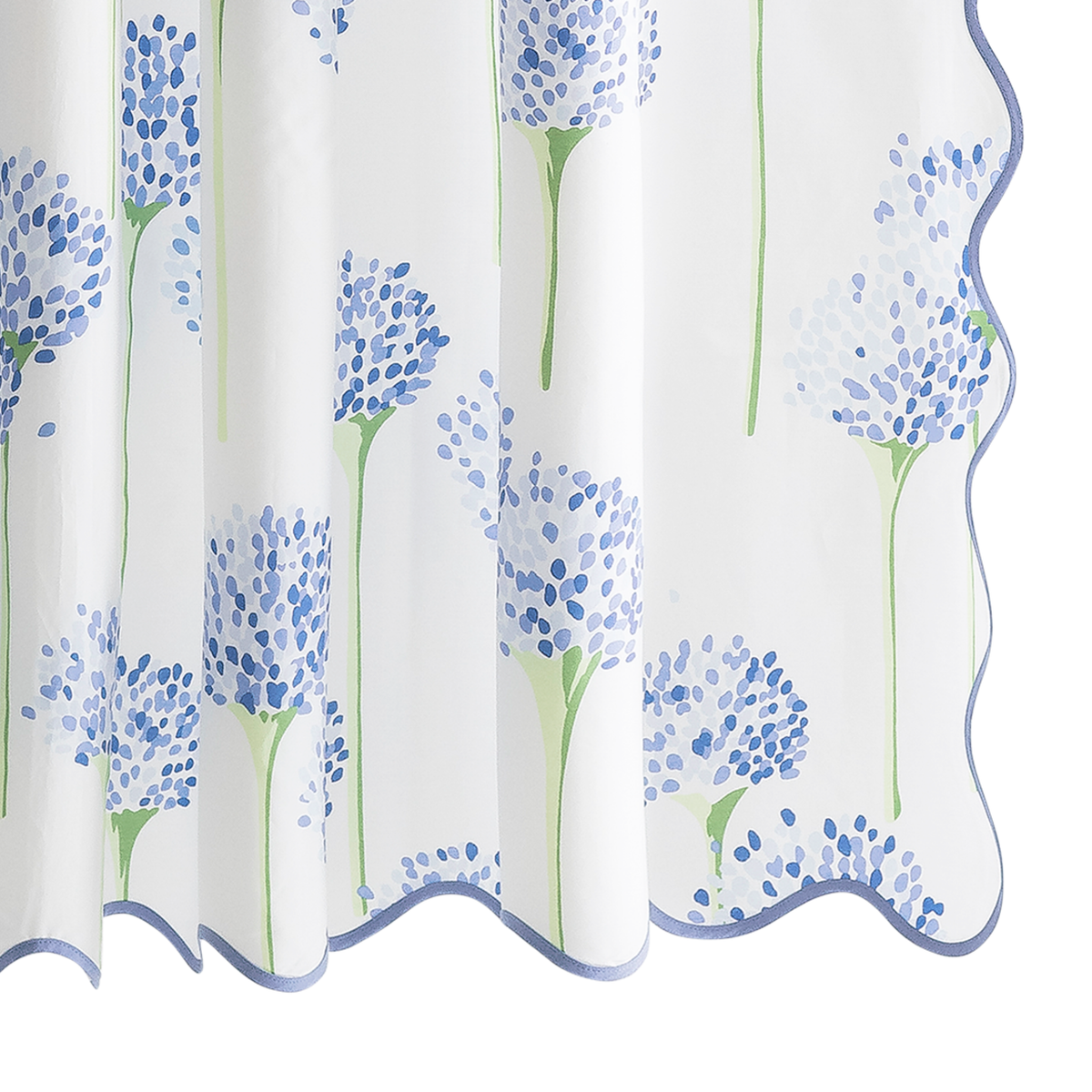 Closeup of Matouk Charlotte Shower Curtain in Azure