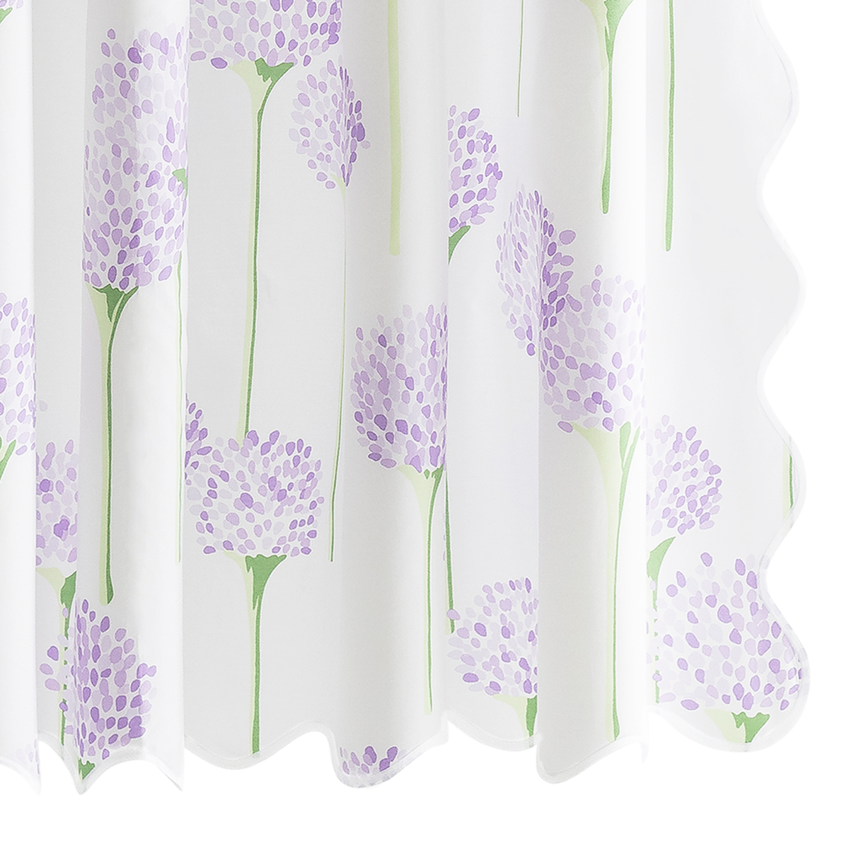 Closeup of Matouk Charlotte Shower Curtain in Lavender