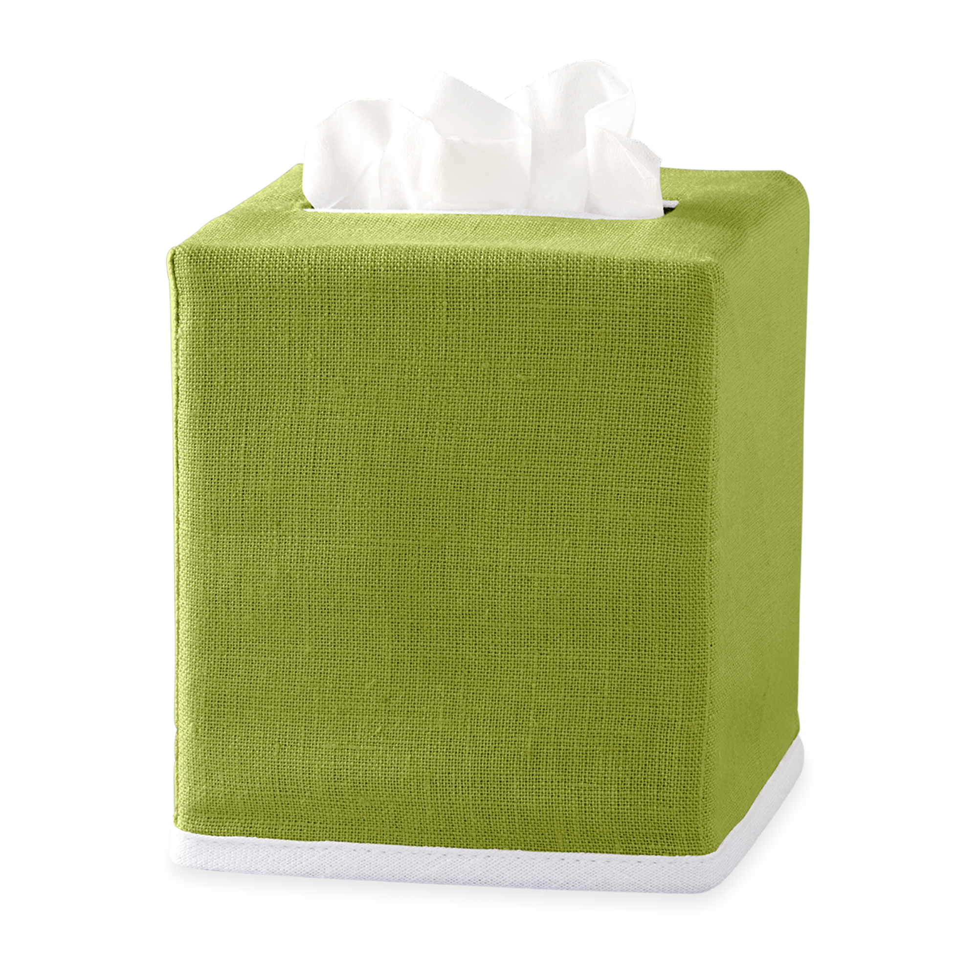 Grass Matouk Chelsea Linen Tissue Box Cover Against White Background