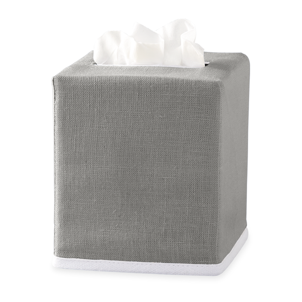 Matouk Chelsea Linen Tissue Box Cover (Grey) | Pure Linen Luxury ...