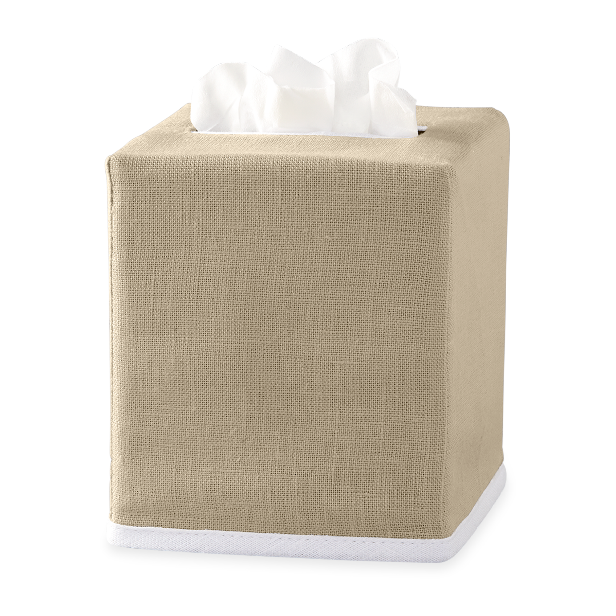 Oat Matouk Chelsea Linen Tissue Box Cover Against White Background