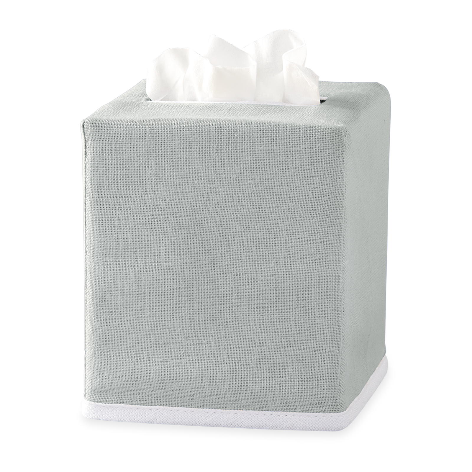 Pool Matouk Chelsea Linen Tissue Box Cover Against White Background