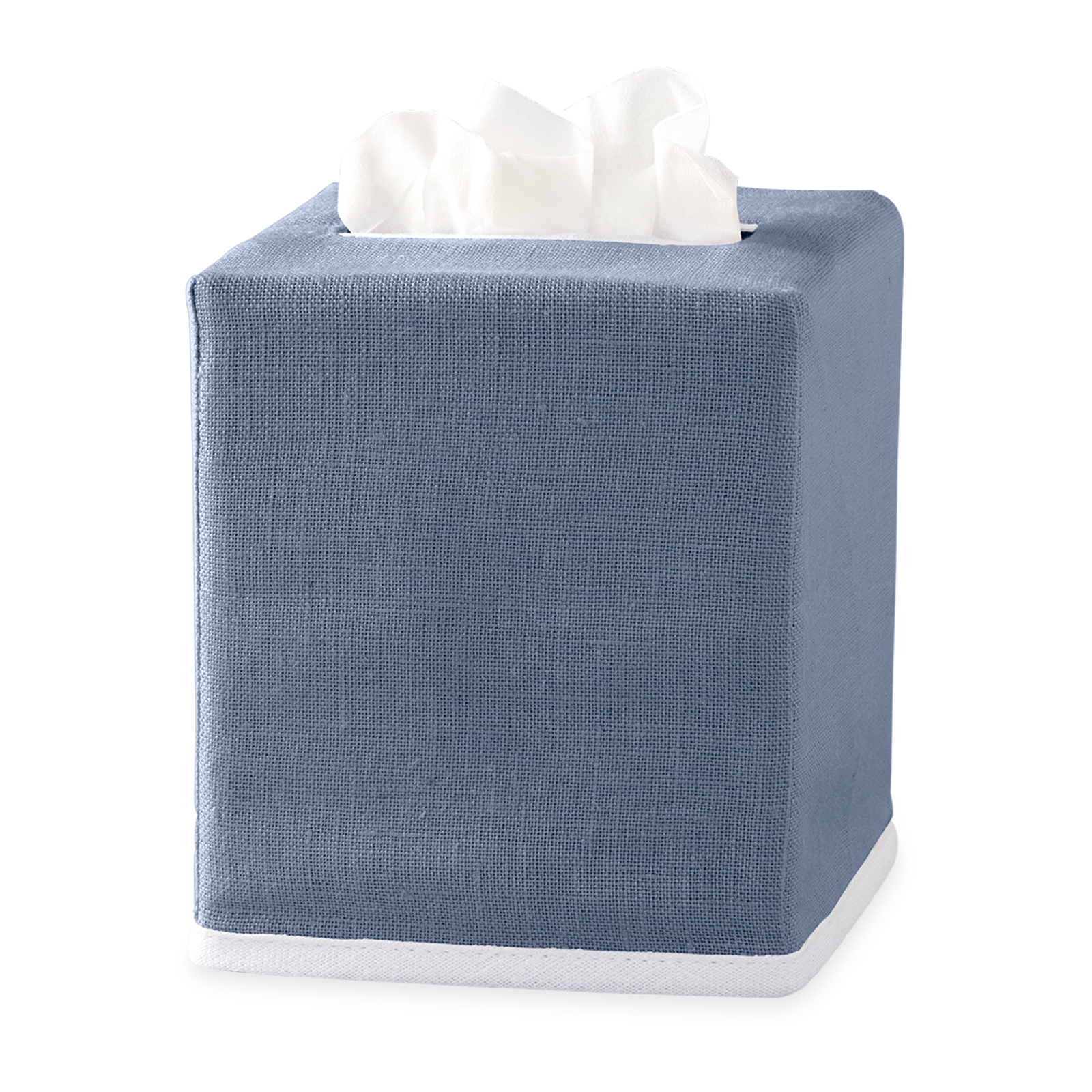 Sea Matouk Chelsea Linen Tissue Box Cover Against White Background