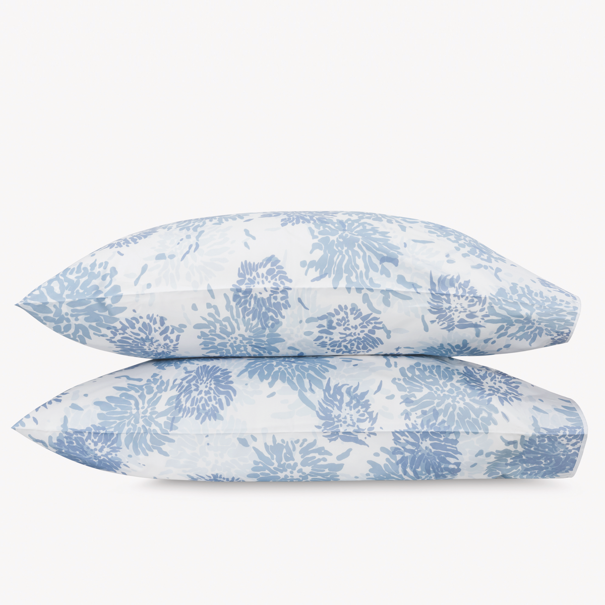 Stack of Two pillows from Blue Matouk Tillett Chrysanthemum bedding
