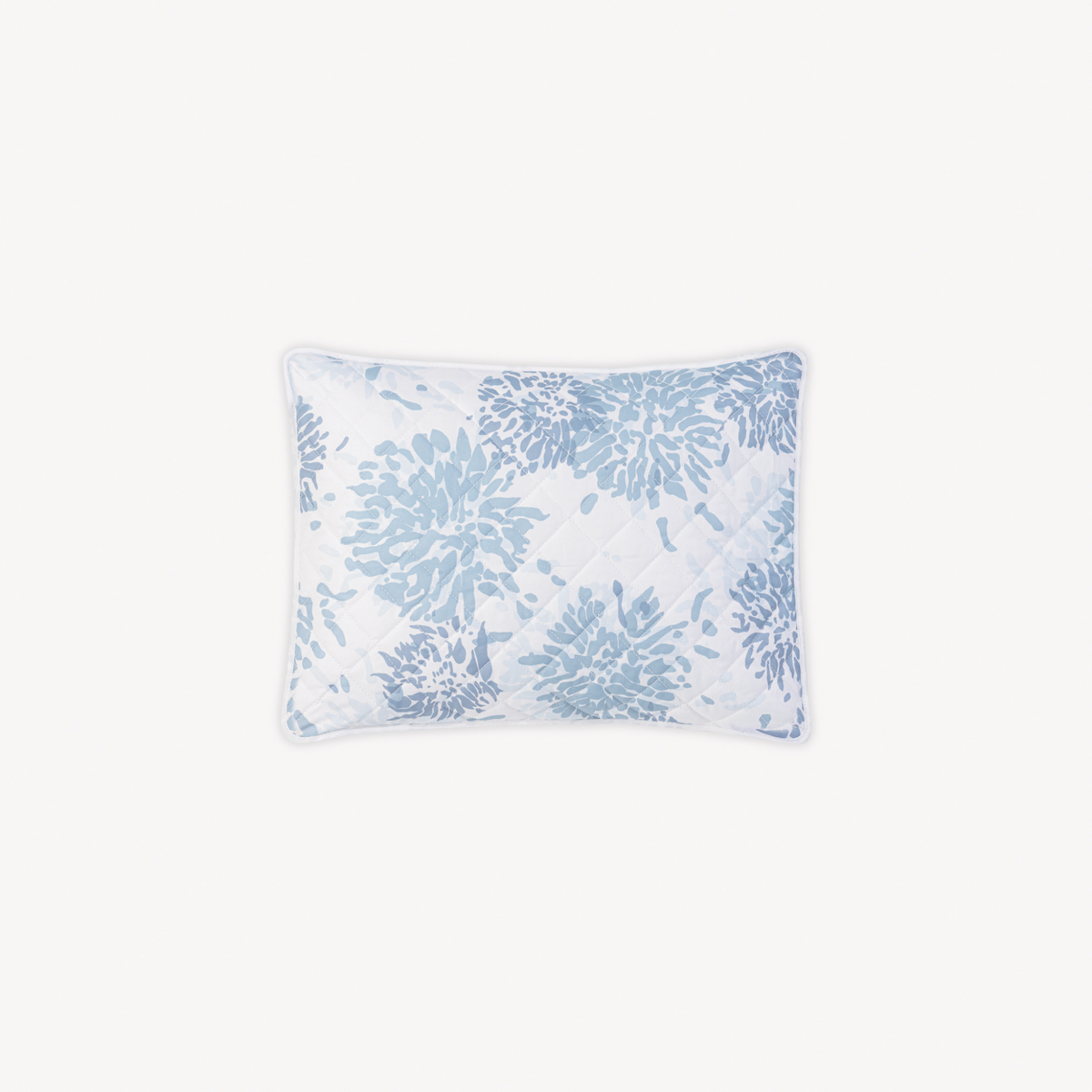 Quilted Boudoir Sham with blue pattern from Matouk Chrysanthemum bedding