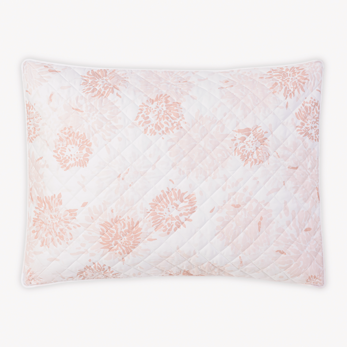 Quilted Sham with blush pattern from Matouk Chrysanthemum bedding