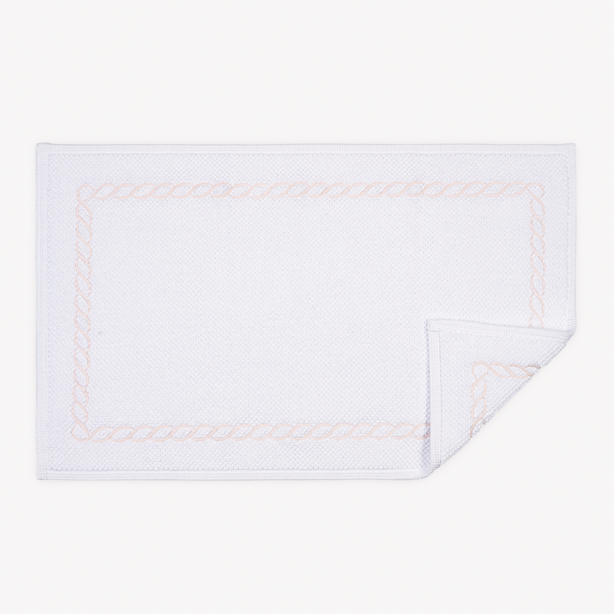 Matouk Classic Chain Bath Rug with Blush Chain Embroidery