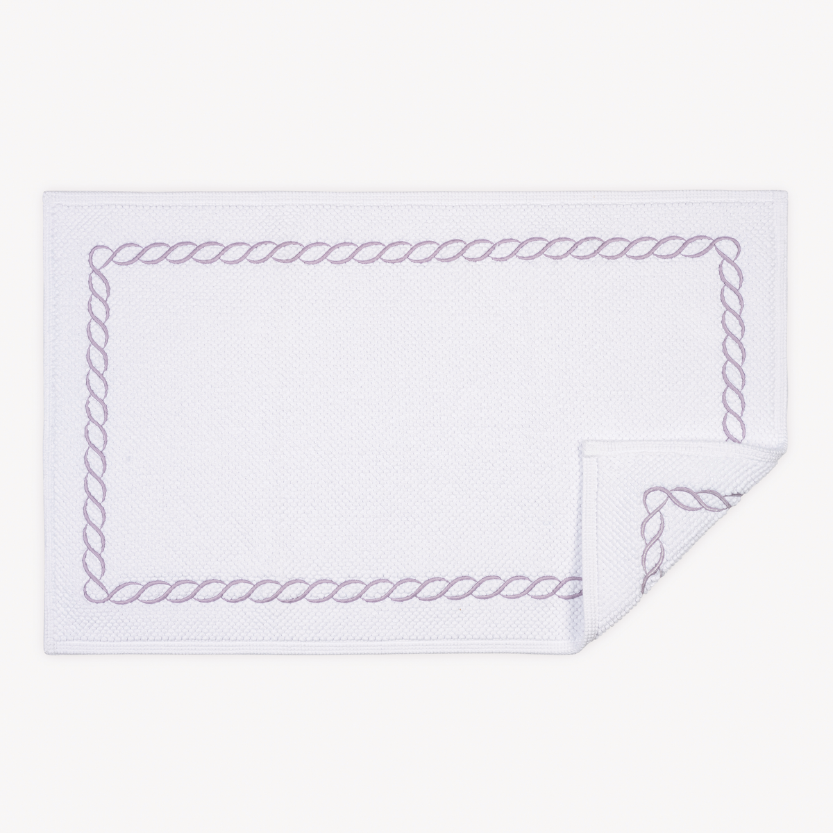 Matouk Classic Chain Bath Rug with Lilac Chain Embroidery