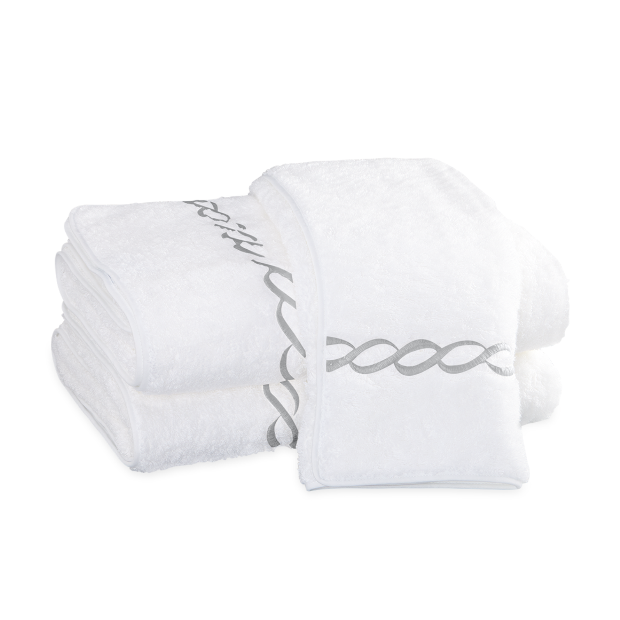 Matouk Classic Chain Bath Towel Silver Luxury Designer Towels