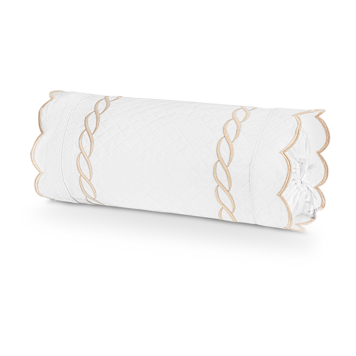 Silo of Matouk Classic Chain Scallop Matelassé Bedding Neckroll in Dune Fine Linens