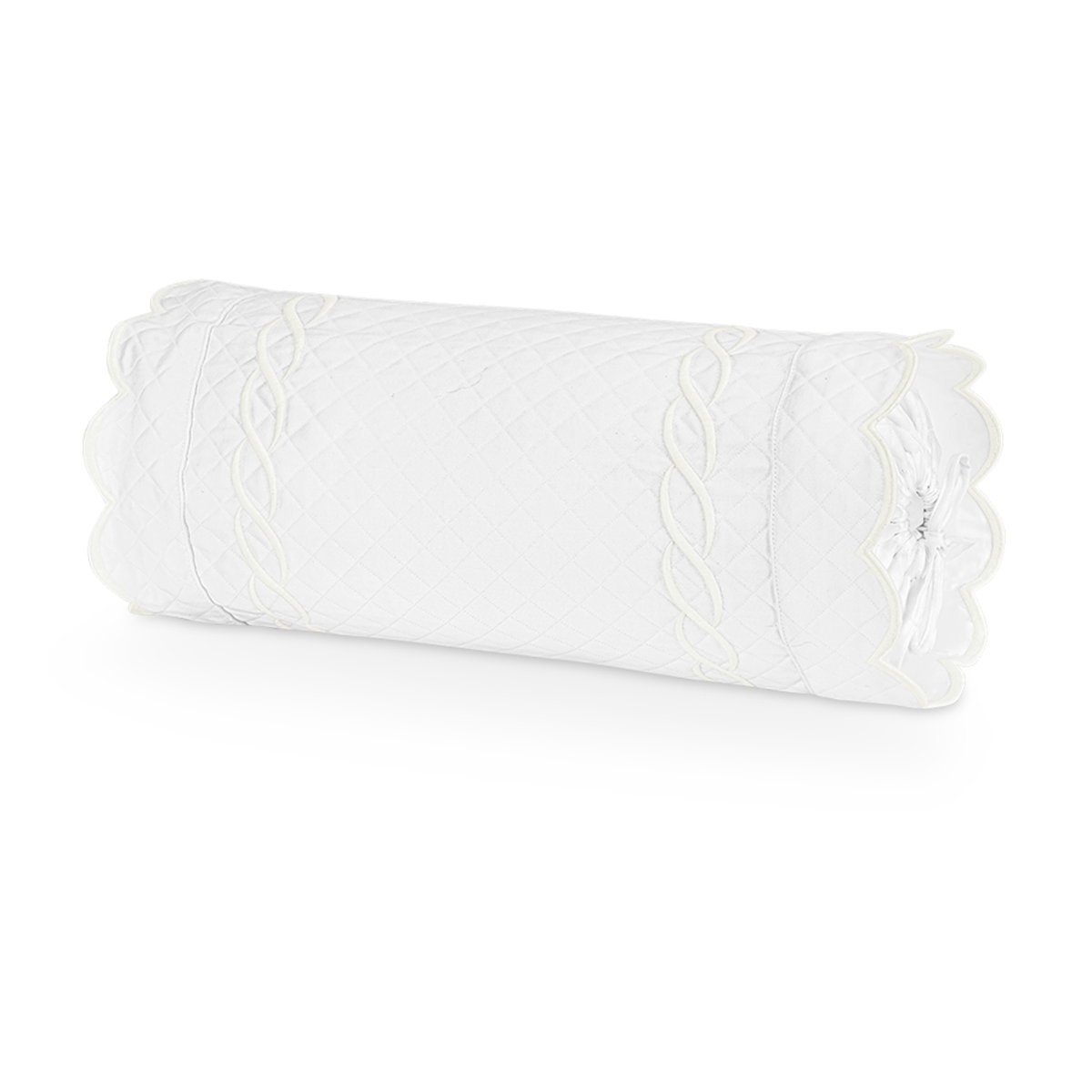 Silo of Matouk Classic Chain Scallop Matelassé Bedding Neckroll in White