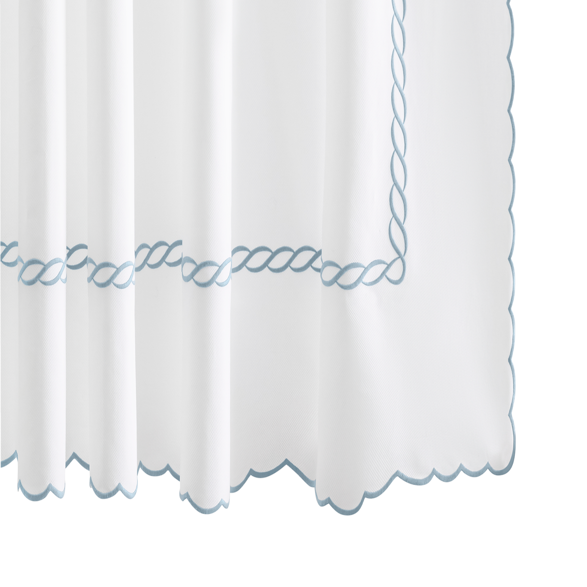 Matouk Classic Chain Scallop Shower Curtain in Hazy Blue